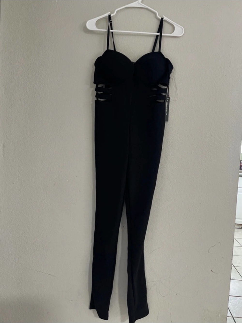 Haute Monde Black Strappy Side-Cut Bustier Jumpsuit